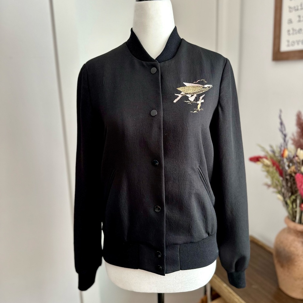 Wilfred Black “Poussin” Bomber Jacket (Embroidered Detail)